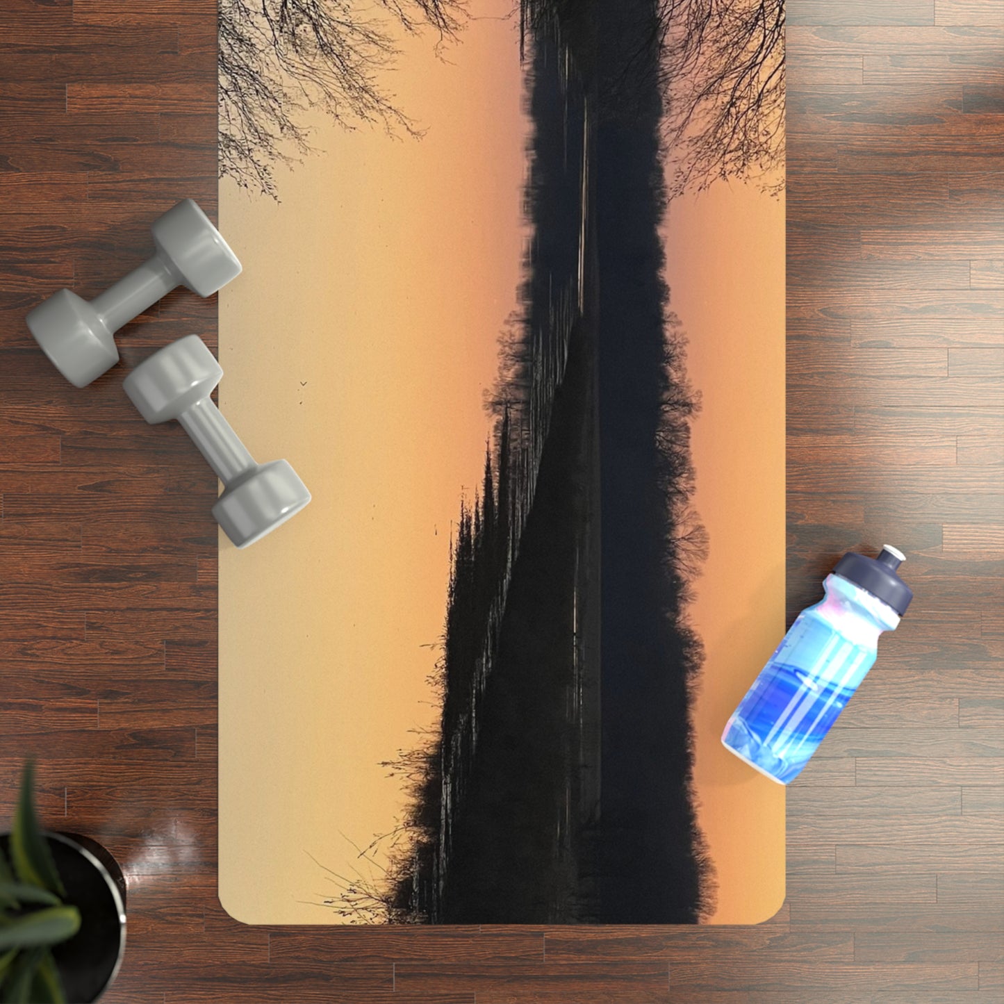 "Reflection At Sunset" Rubber Yoga Mat