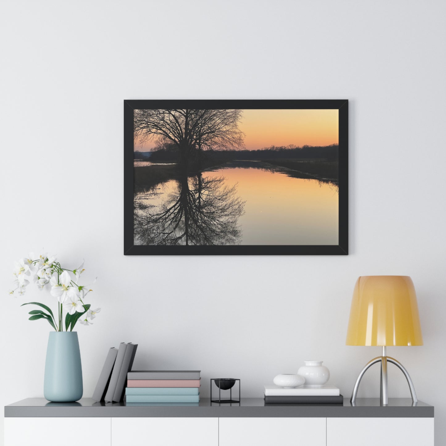 “Reflection At Sunset” Framed Horizontal Poster