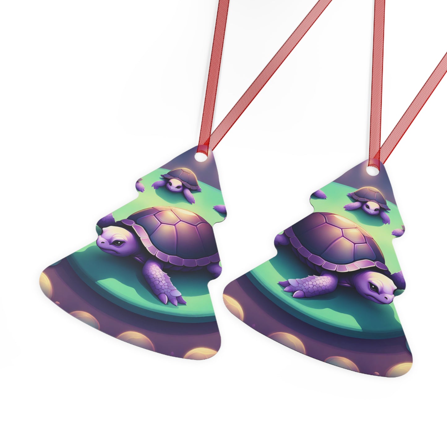 "Purple Turtles" Metal Ornaments