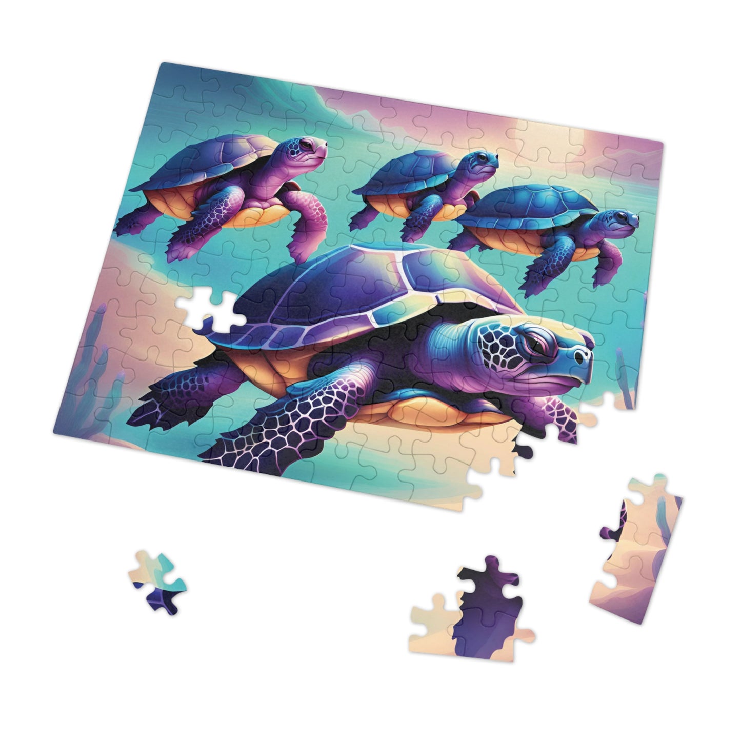 "4 Purple Turtles" Jigsaw Puzzle (30, 110, 252, 500,1000-Piece)