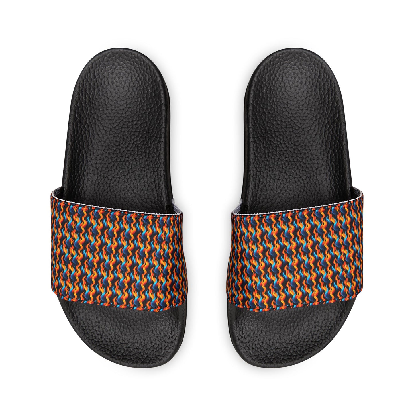 "Dancing Flames" Black Men's PU Slide Sandals