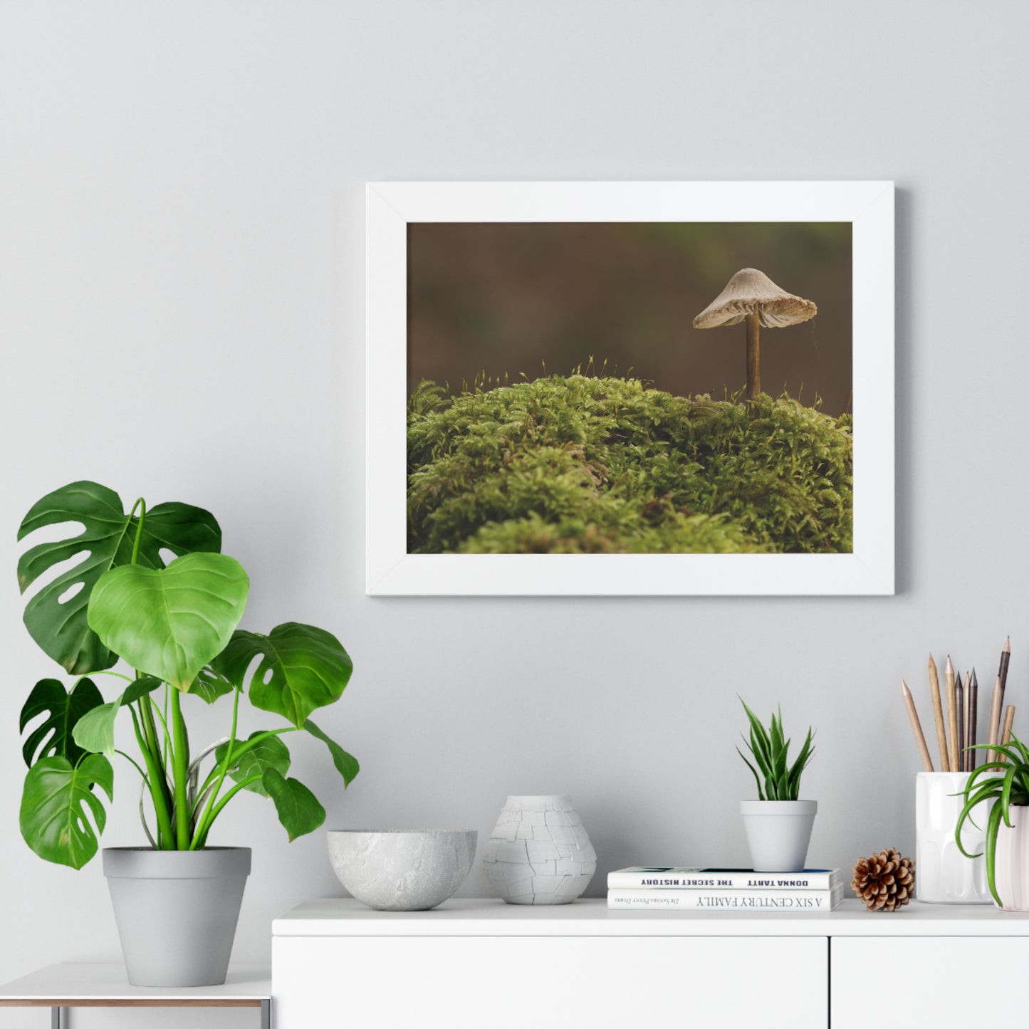 "Mushroom on Mossy Mound" Framed Horizontal Poster