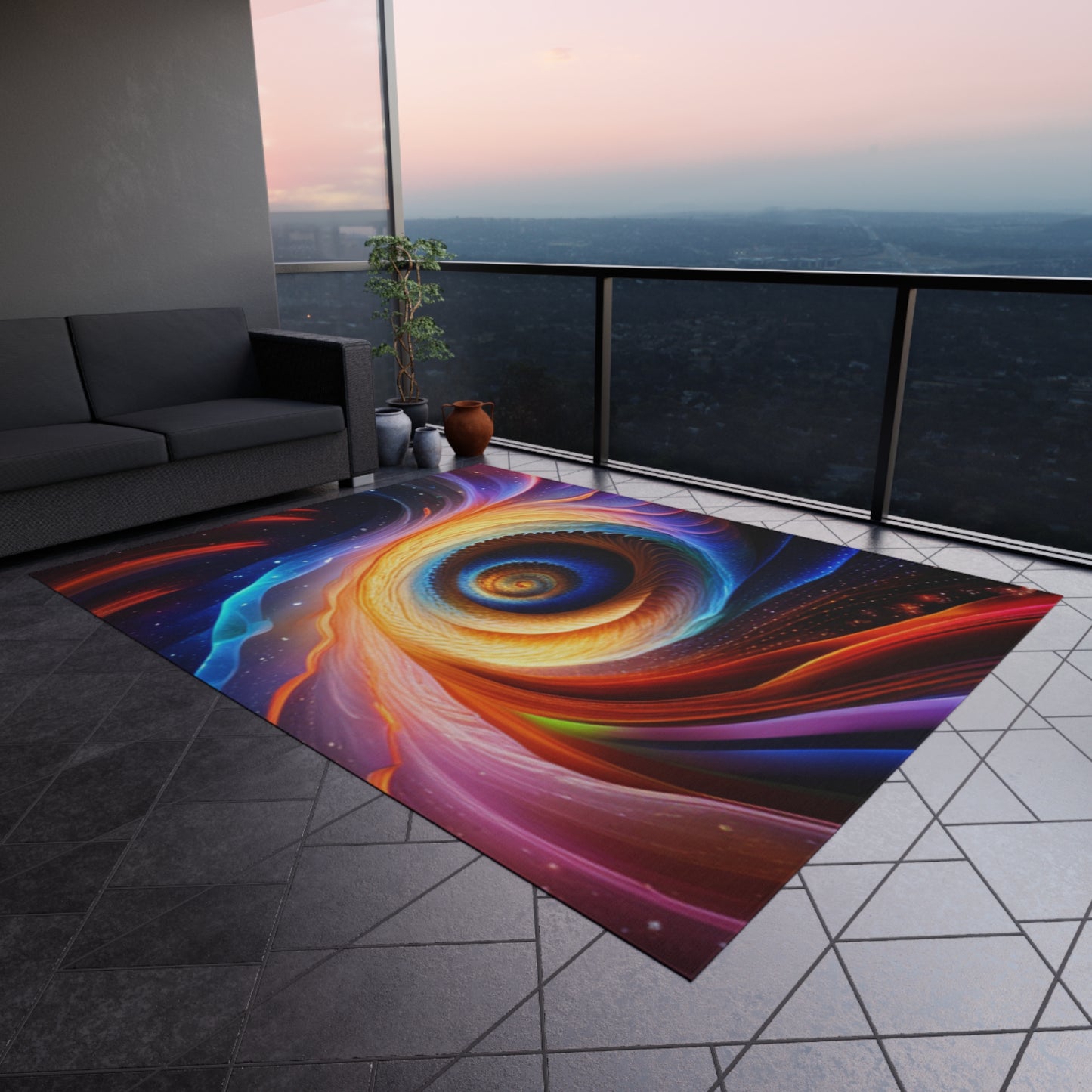 "Cosmic Spiral" Outdoor Rug