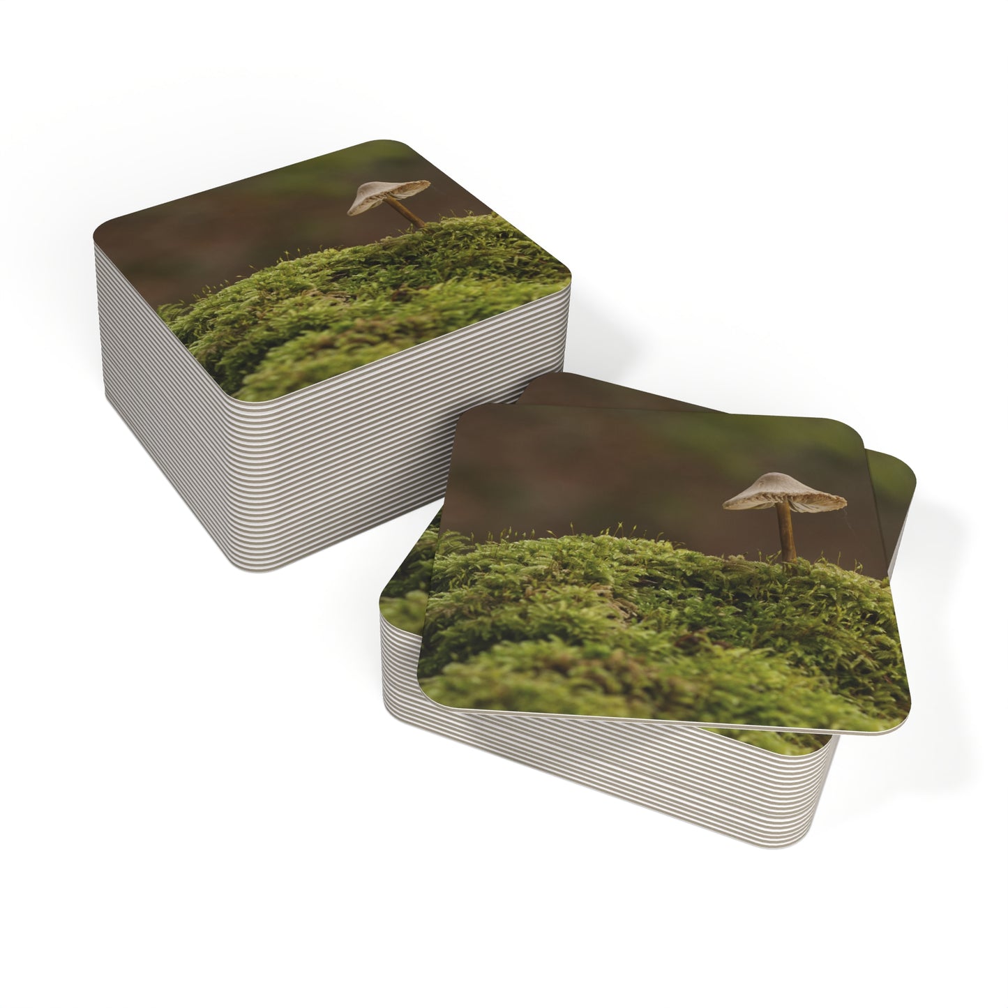 "Mushroom On Mossy Mound" Coasters (50, 100 pcs)