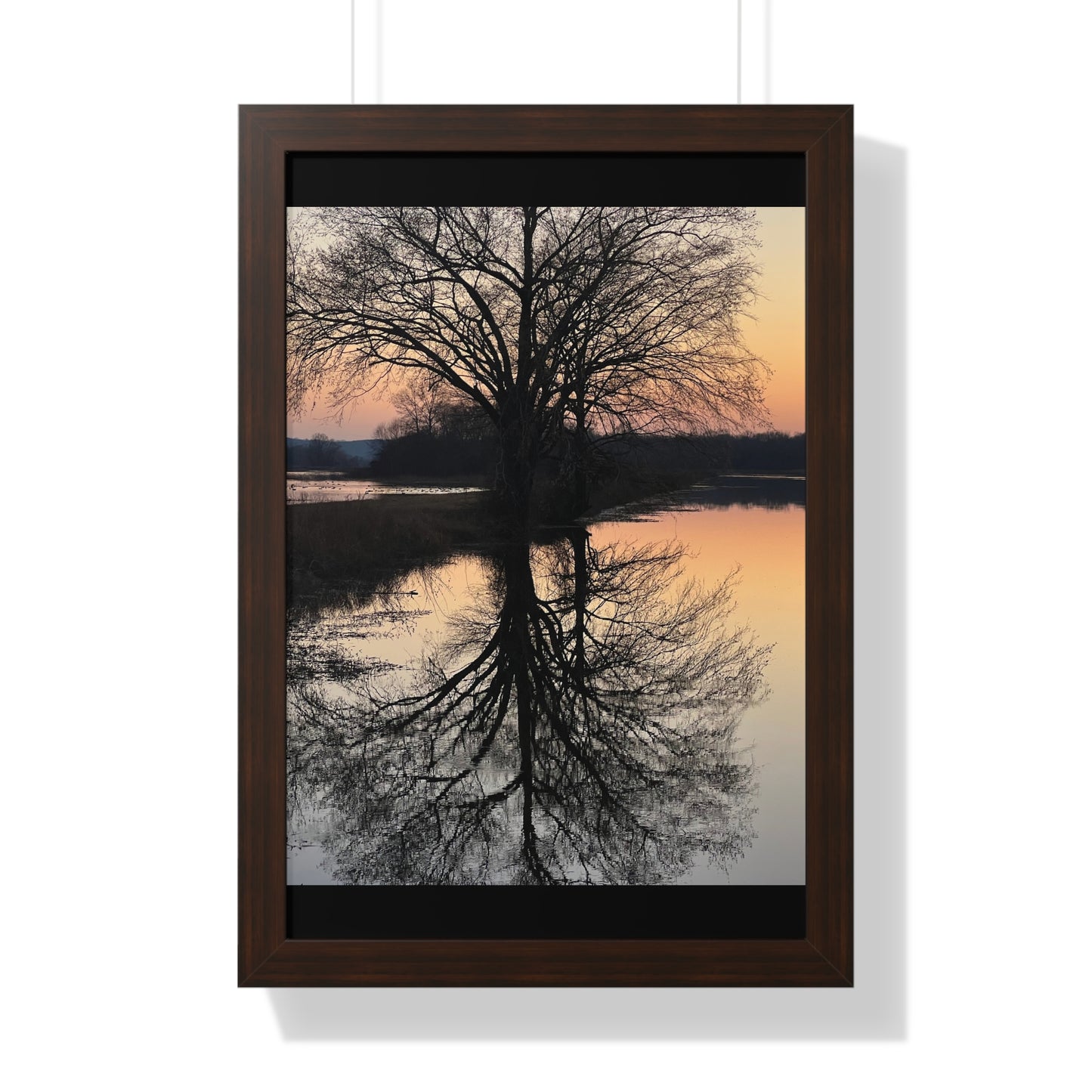 “Reflection At Sunset” Framed Vertical Poster