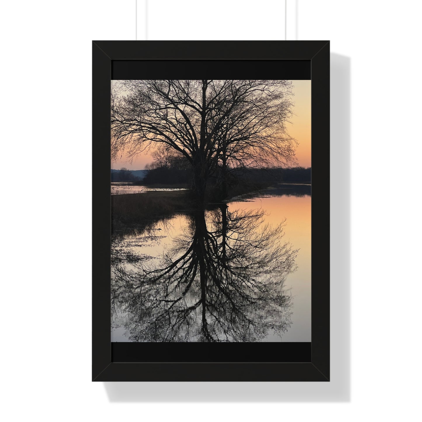 “Reflection At Sunset” Framed Vertical Poster