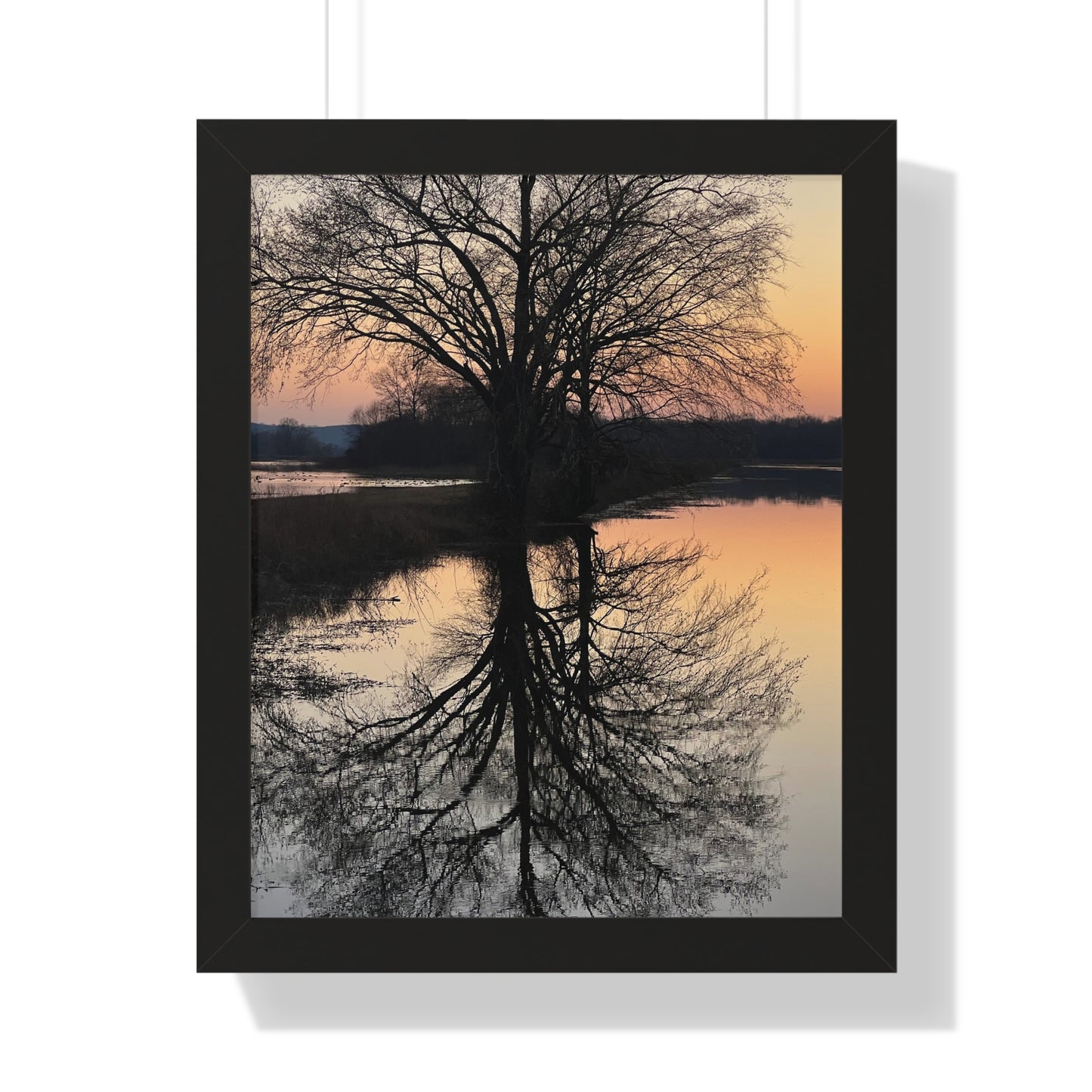 “Reflection At Sunset” Framed Vertical Poster