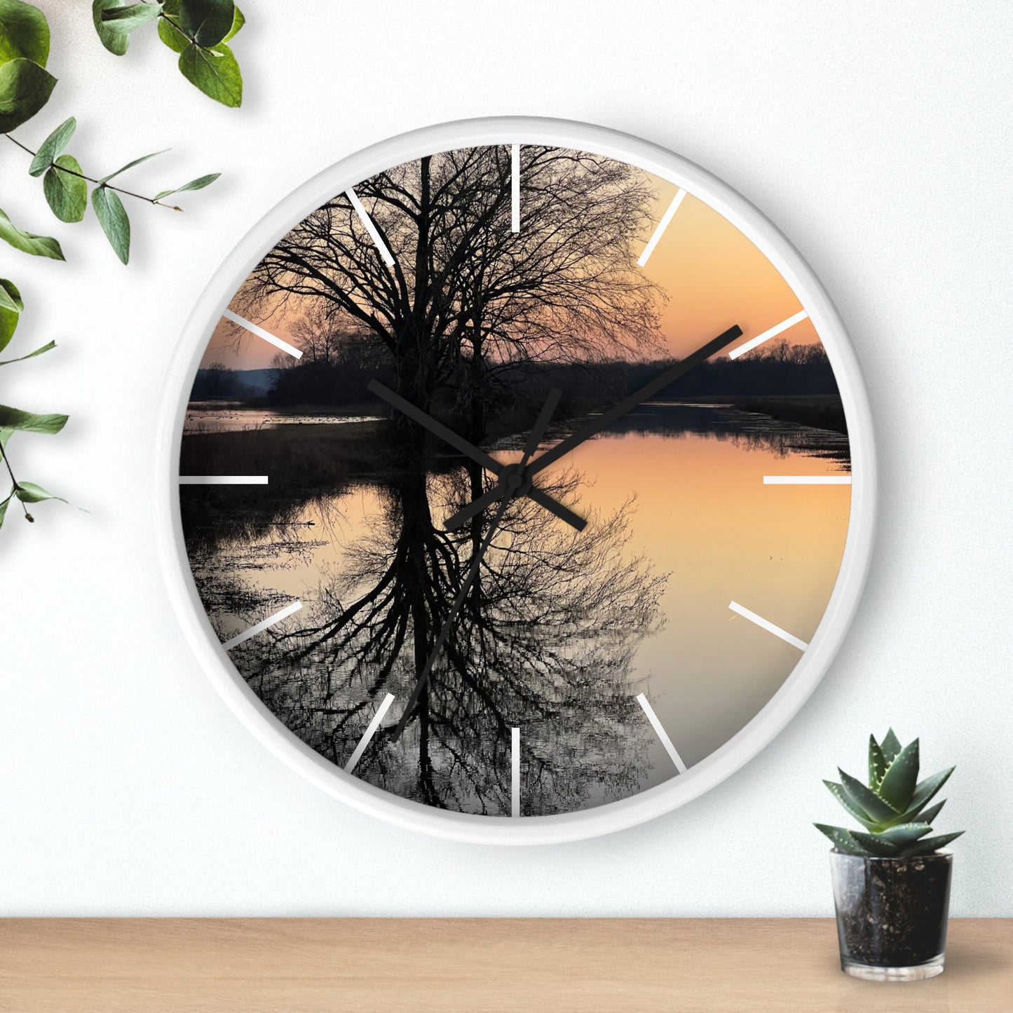 “Reflection At Sunset” Wall Clock