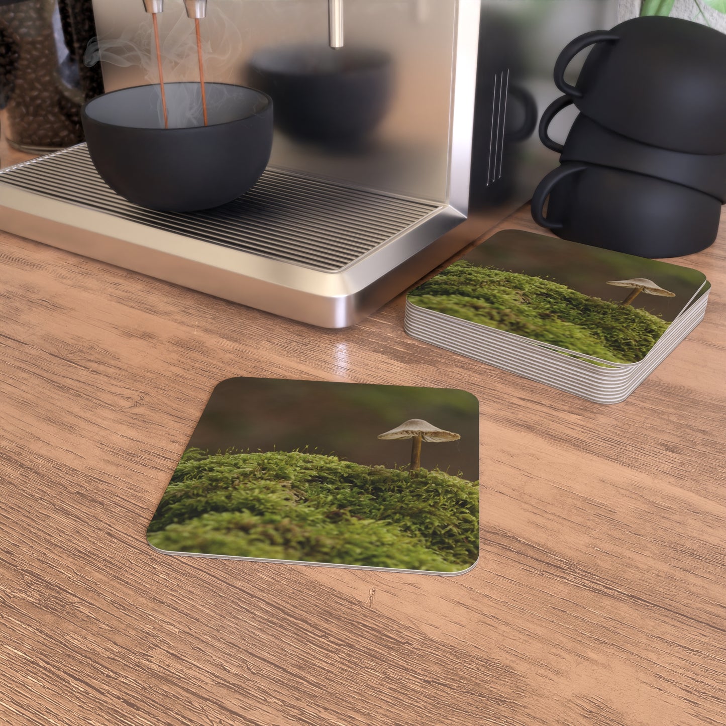 "Mushroom On Mossy Mound" Coasters (50, 100 pcs)