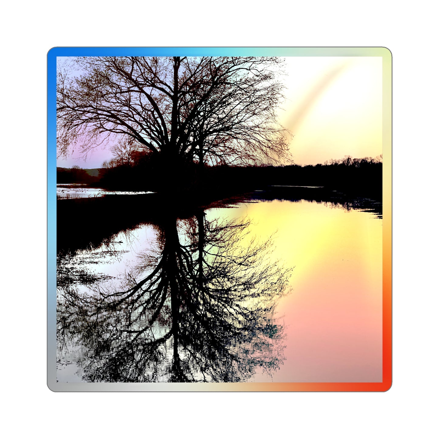 “Reflection At Sunset” Holographic Die-cut Stickers