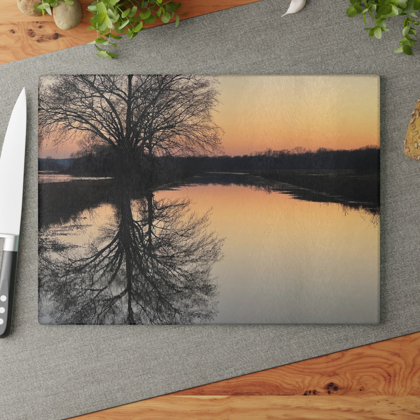 "Reflections At Sunset" Glass Cutting Board