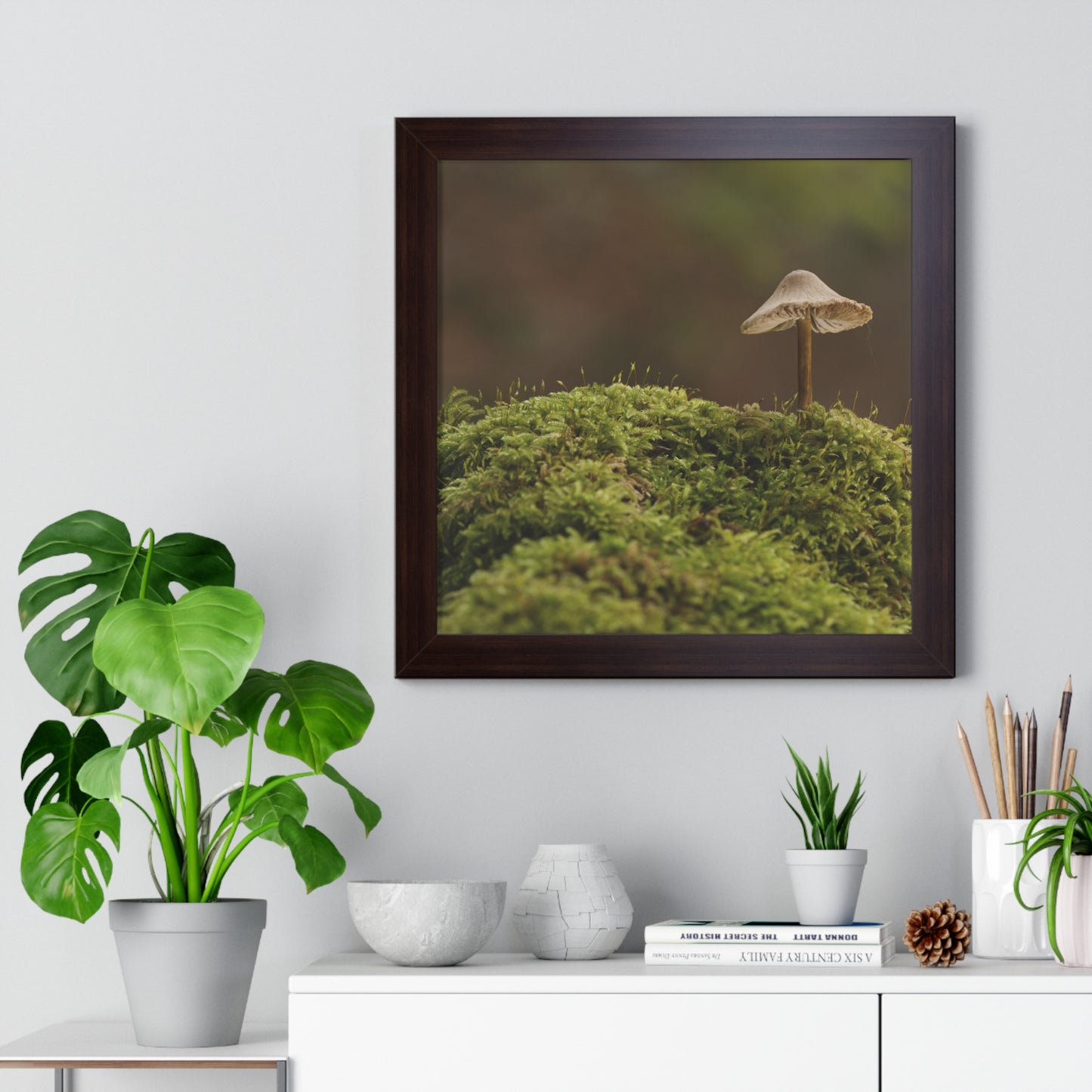 "Mushroom on Mossy Mound" Framed Horizontal Poster