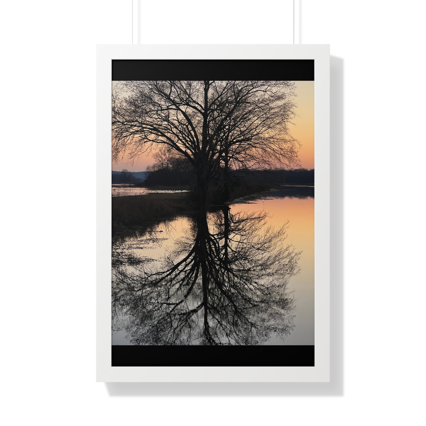 “Reflection At Sunset” Framed Vertical Poster