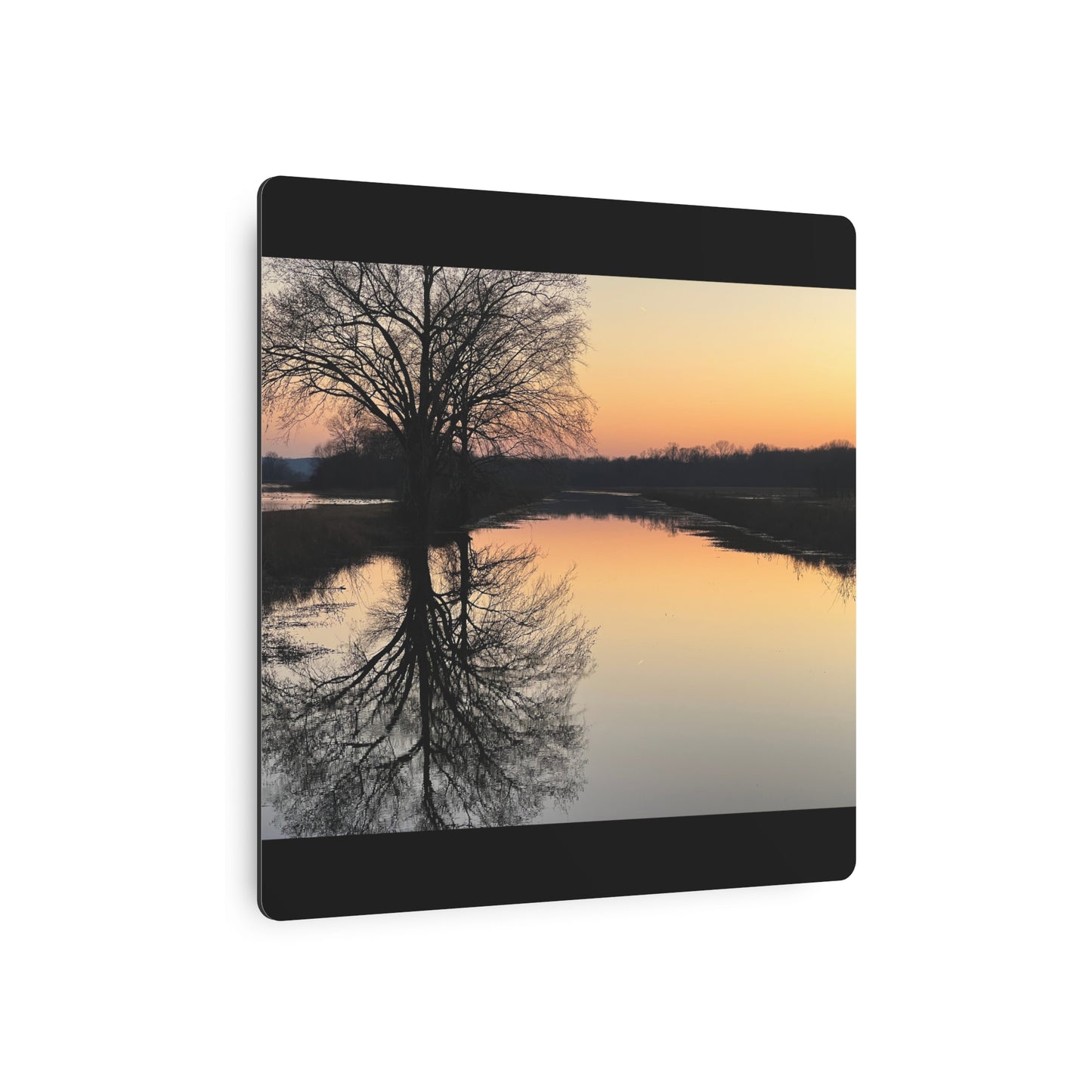 “Reflection At Sunset” Horizontal Metal Art Sign