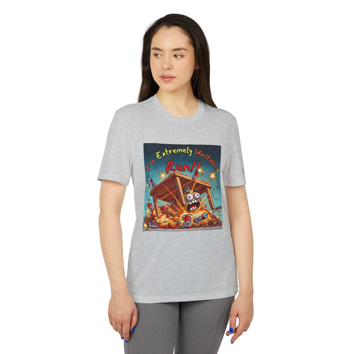 Adidas Sport T-shirt - “I'm Extremely Unstable! Run!”