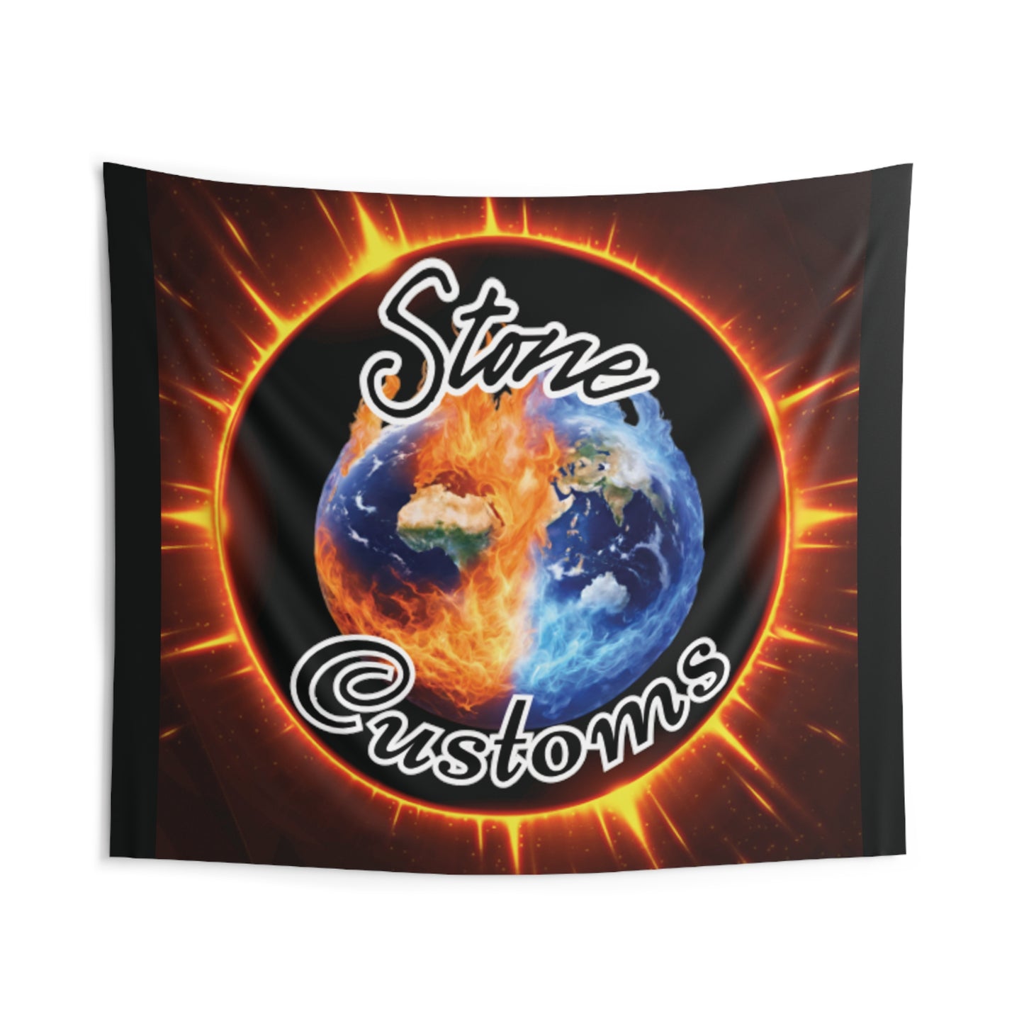 "Stone Customs" Black Indoor Wall Tapestries