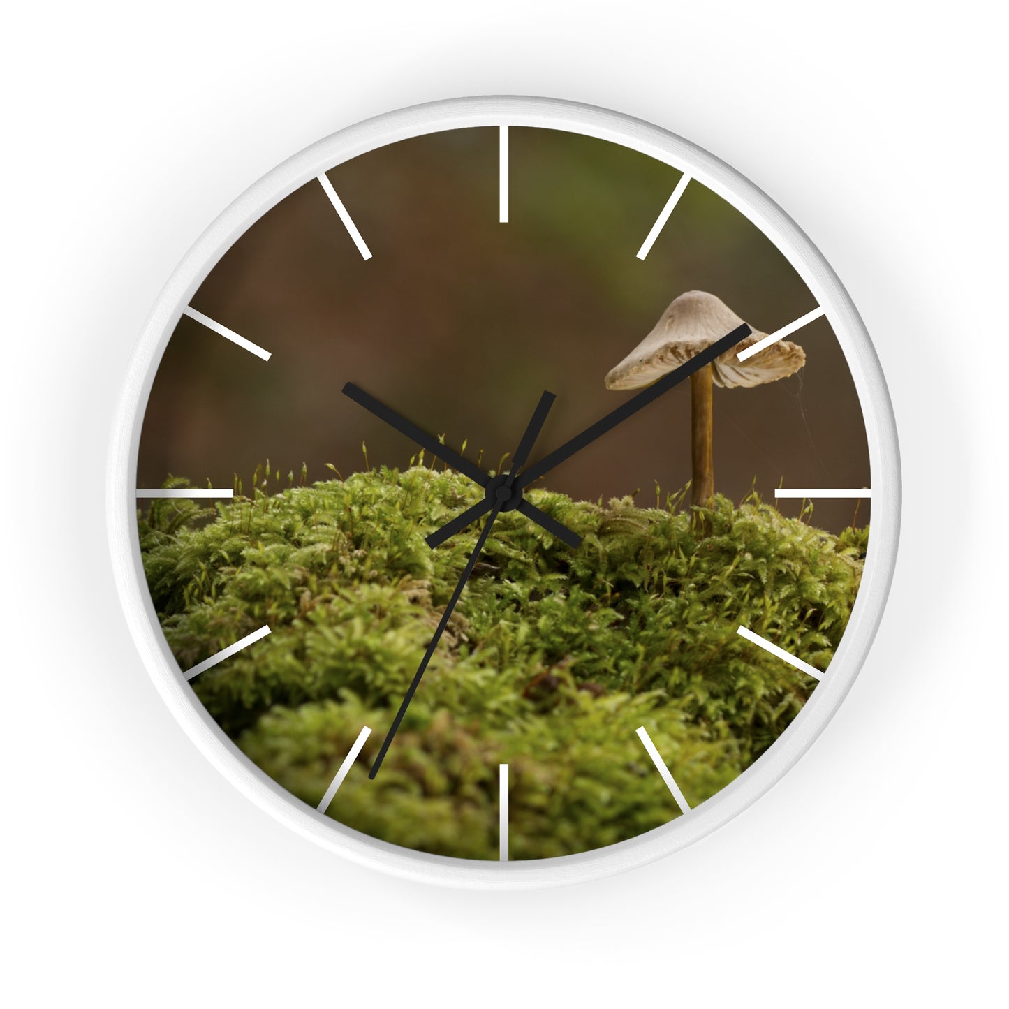 "Mushroom on Mossy Mound" Wall Clock