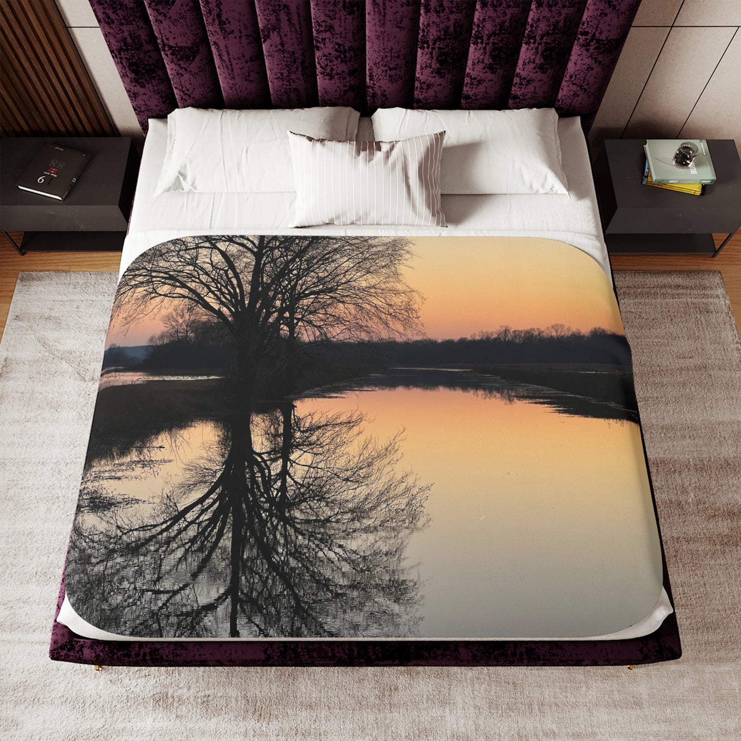 “Reflection At Sunset”  Sherpa Blanket