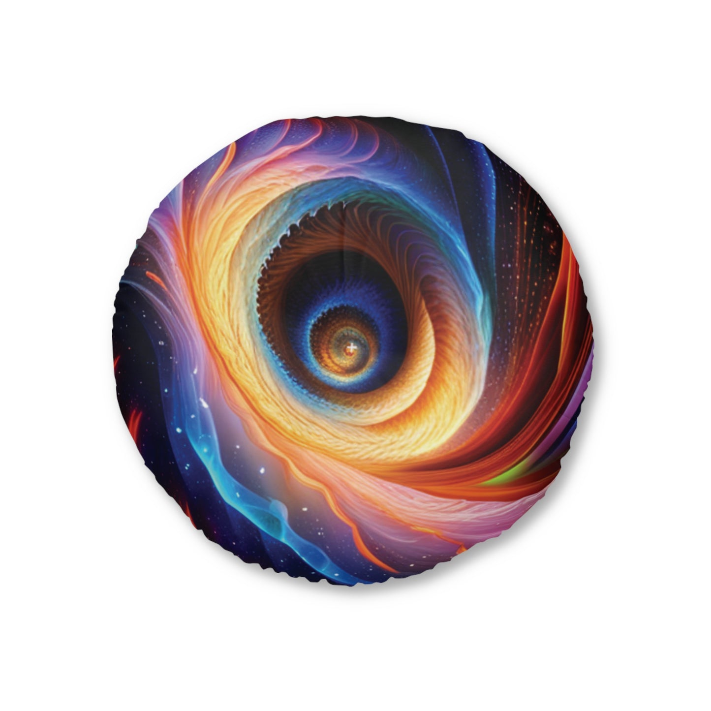 Cosmic Spiral"" Tufted Floor Pillow, Round