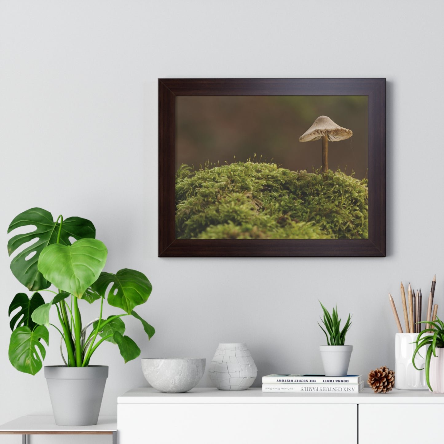 "Mushroom on Mossy Mound" Framed Horizontal Poster