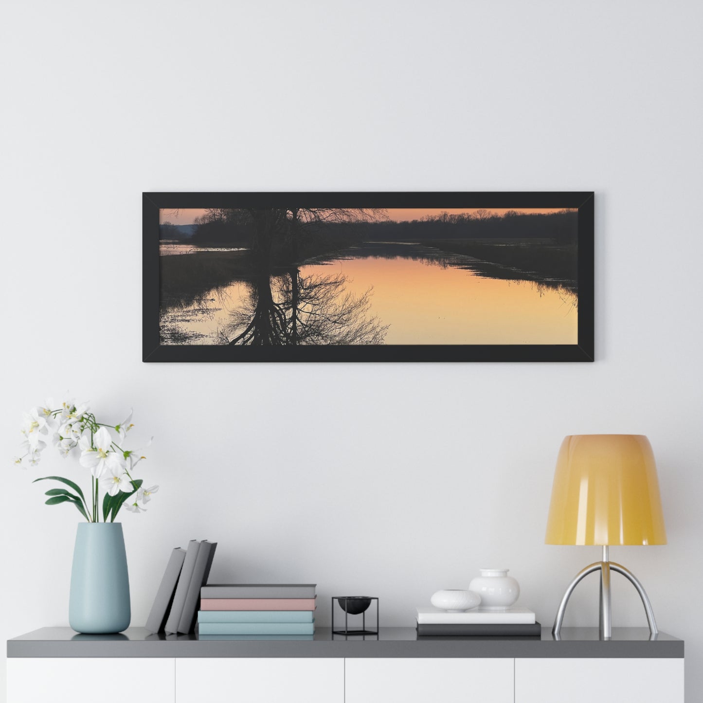 “Reflection At Sunset” Framed Horizontal Poster