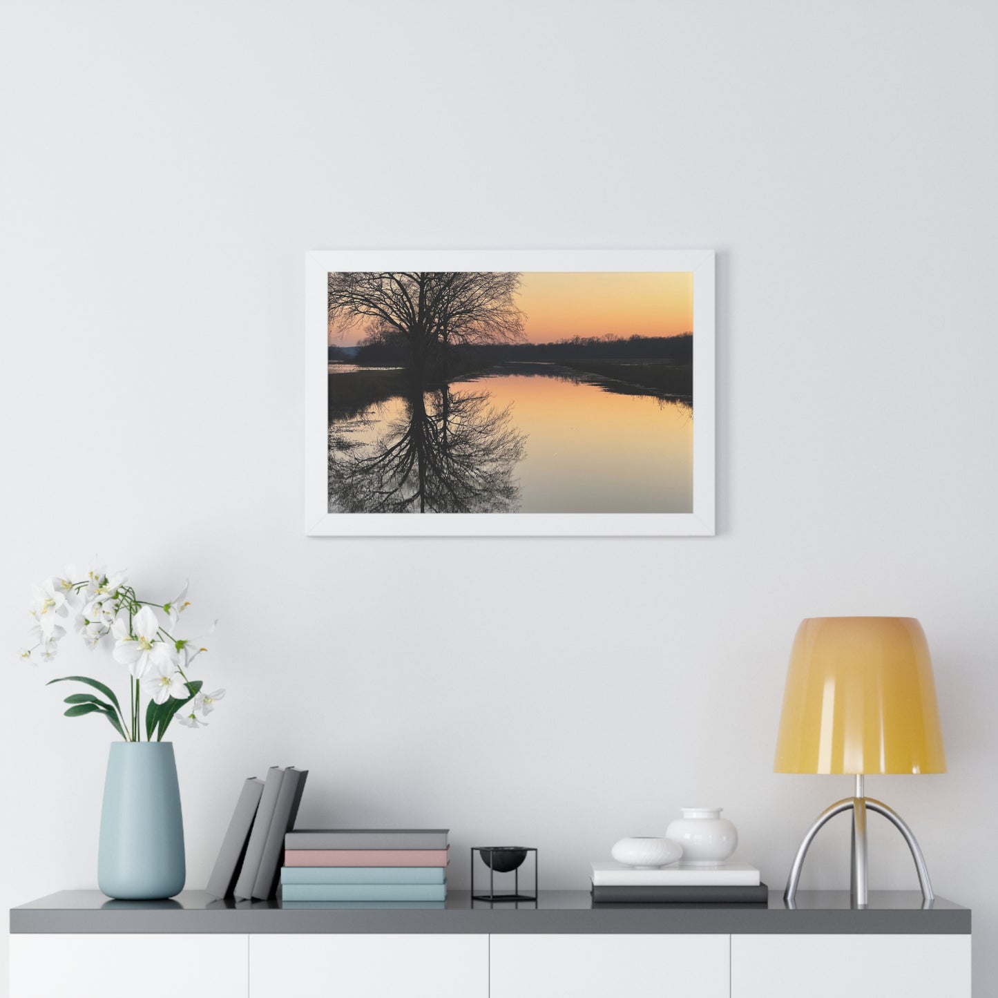 “Reflection At Sunset” Framed Horizontal Poster