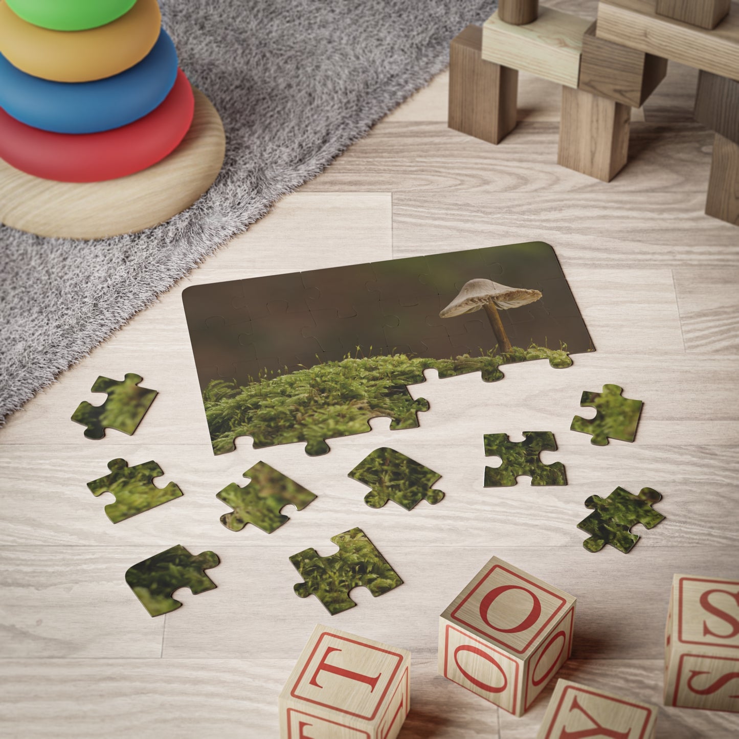 "Mushroom on Mossy Mound" Kids' Puzzle, 30-Piece