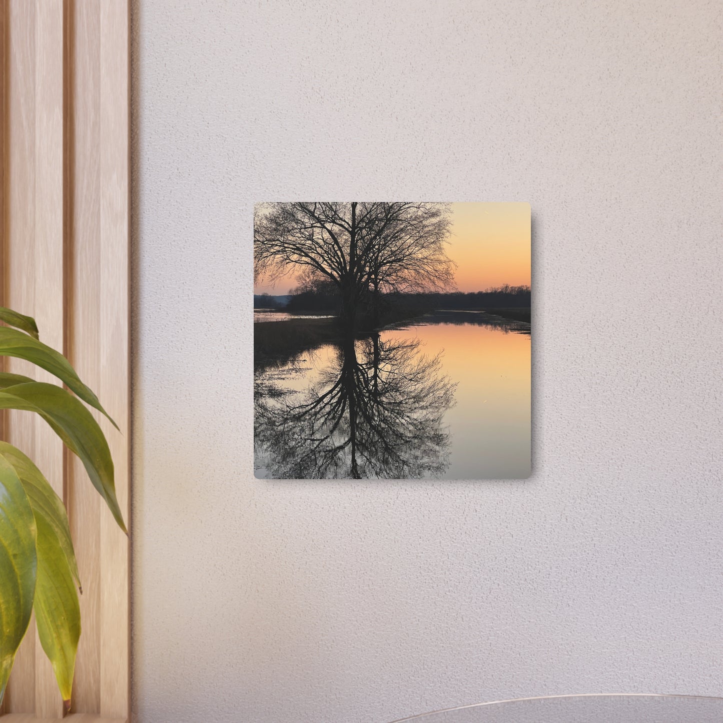 “Reflection At Sunset” Square Metal Art Sign