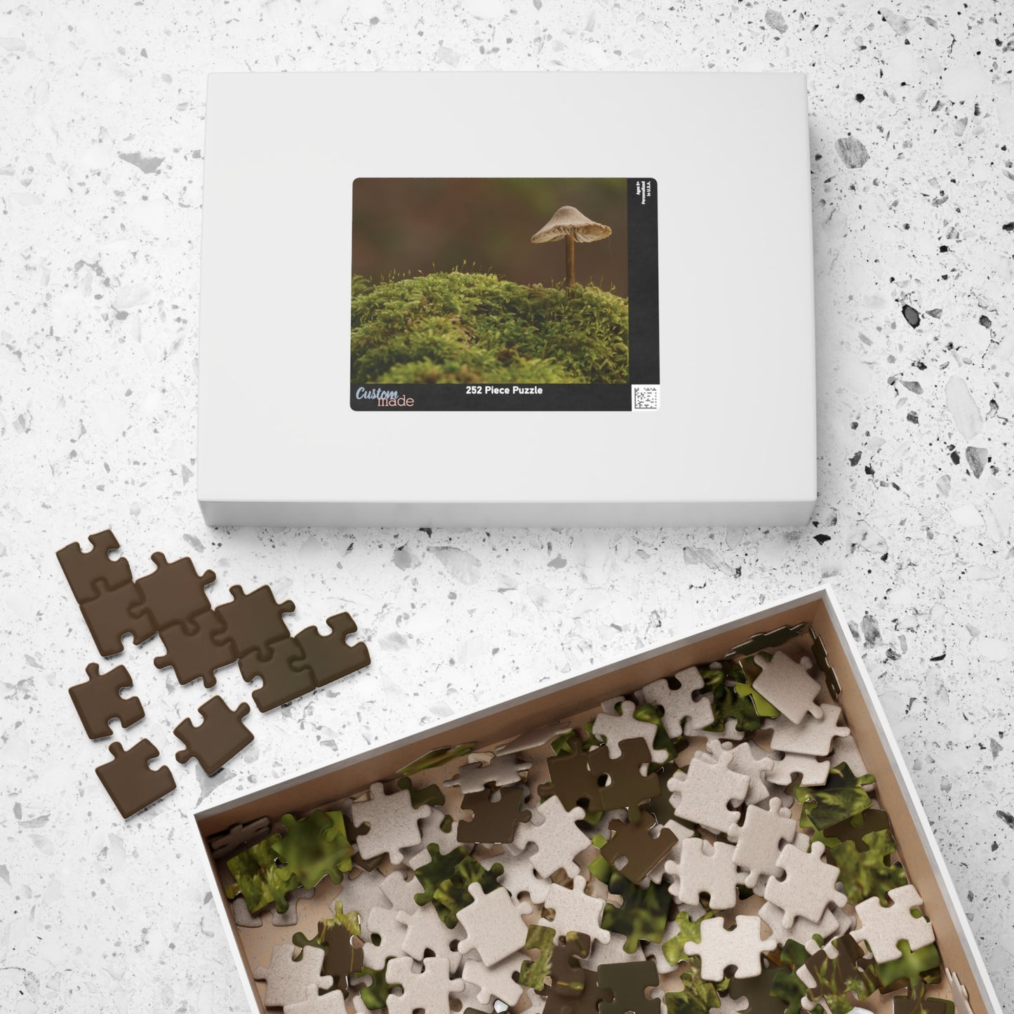 Horizontal "Mushroom on Mossy Mound" Puzzle (110, 252, 520, 1014-piece)