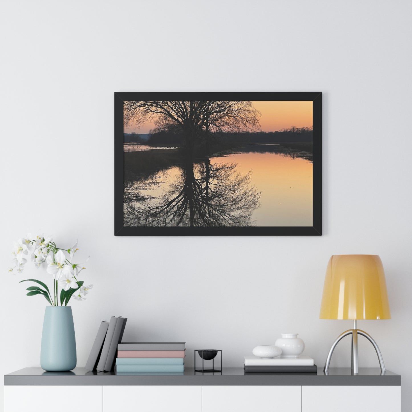 “Reflection At Sunset” Framed Poster