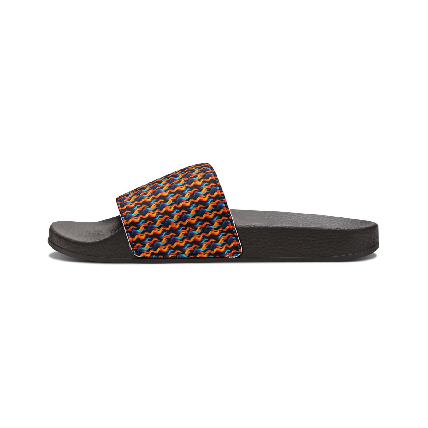 "Dancing Flames" Black Men's PU Slide Sandals