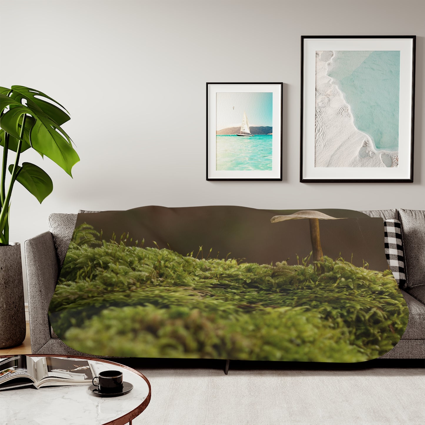 “Mushroom On Mossy Mound”  Sherpa Blanket