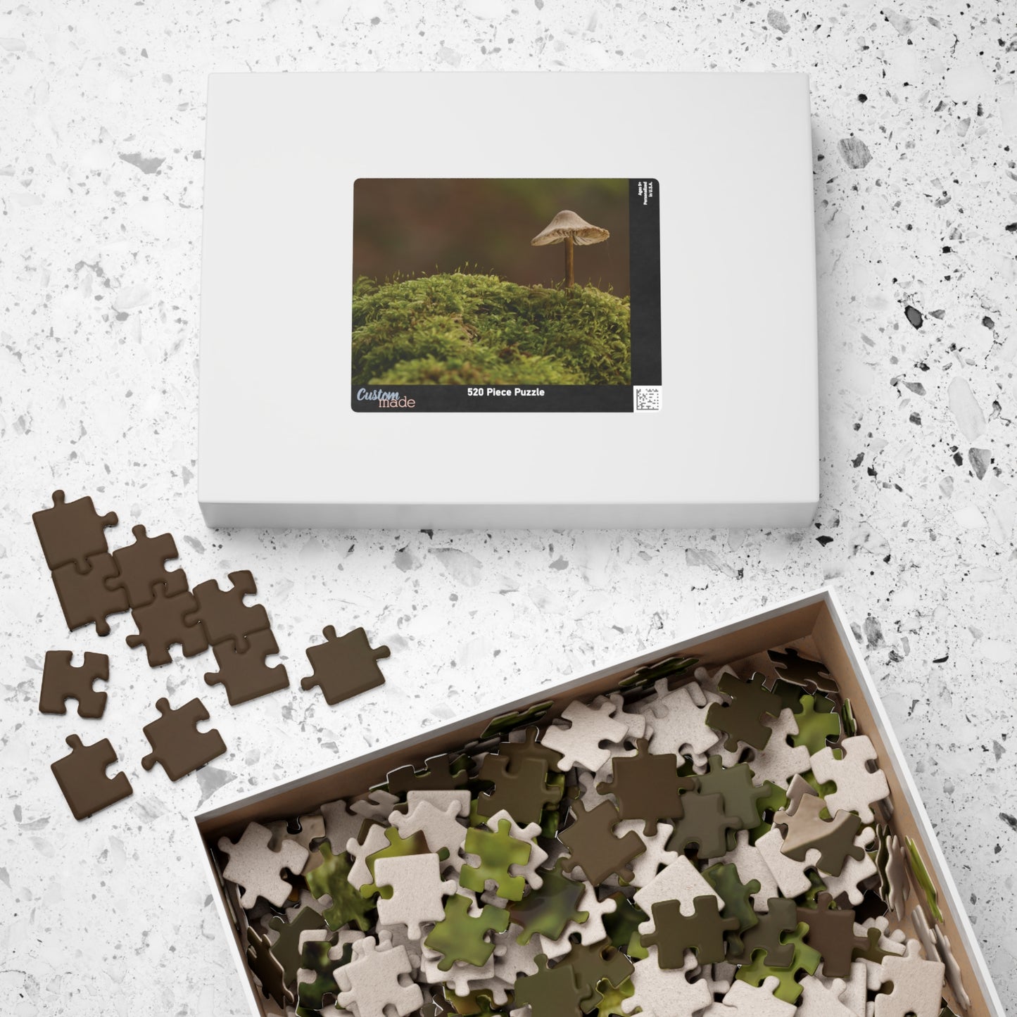 Horizontal "Mushroom on Mossy Mound" Puzzle (110, 252, 520, 1014-piece)