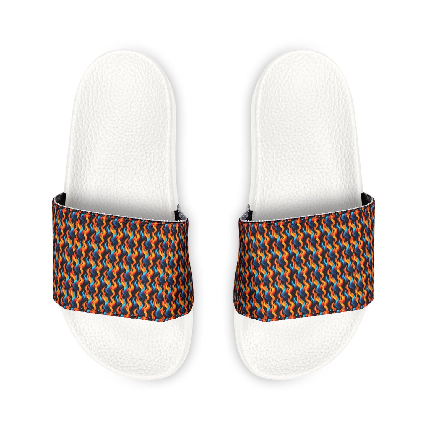 "Dancing Flames" White Men's PU Slide Sandals