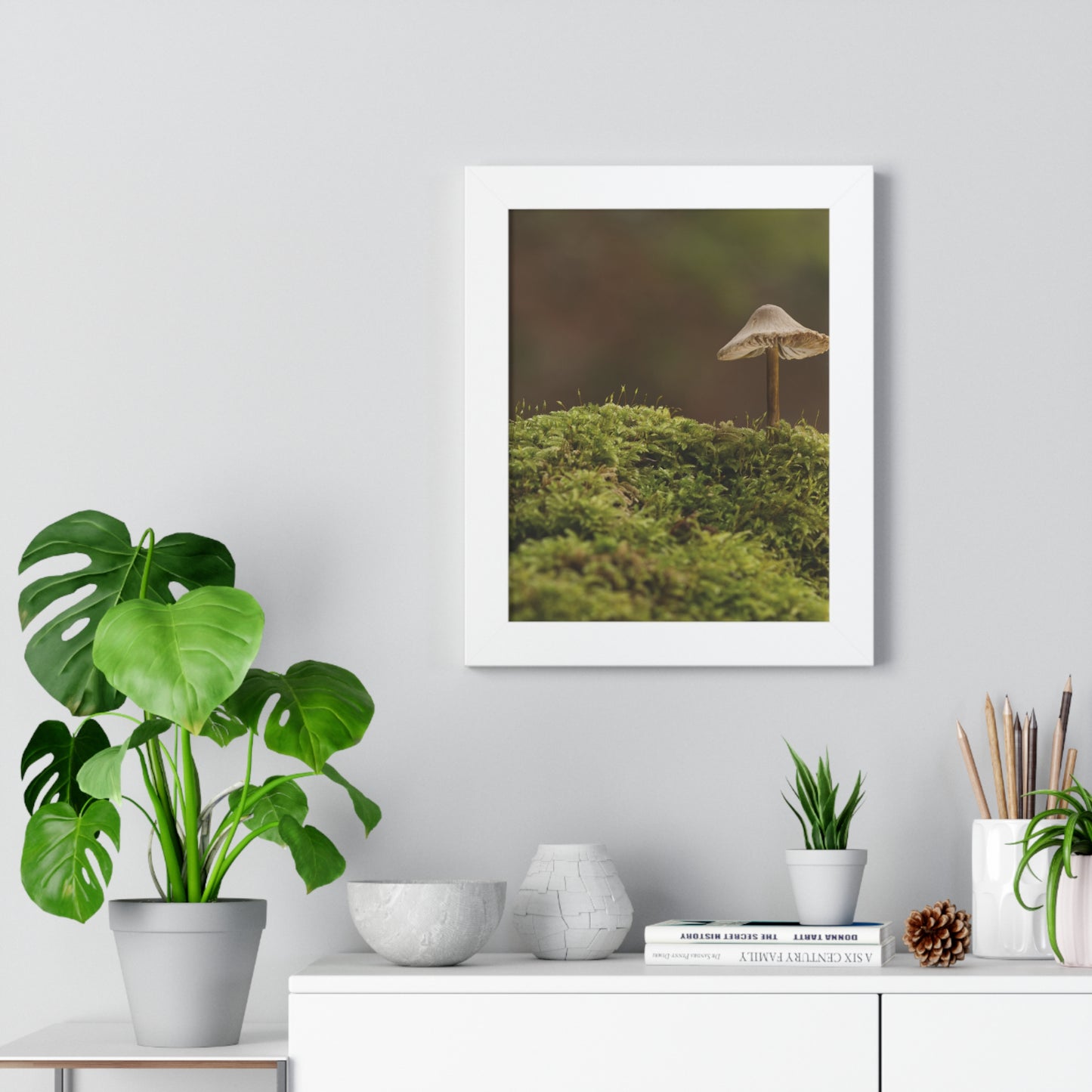 "Mushroom on Mossy Mound" Framed Vertical Poster