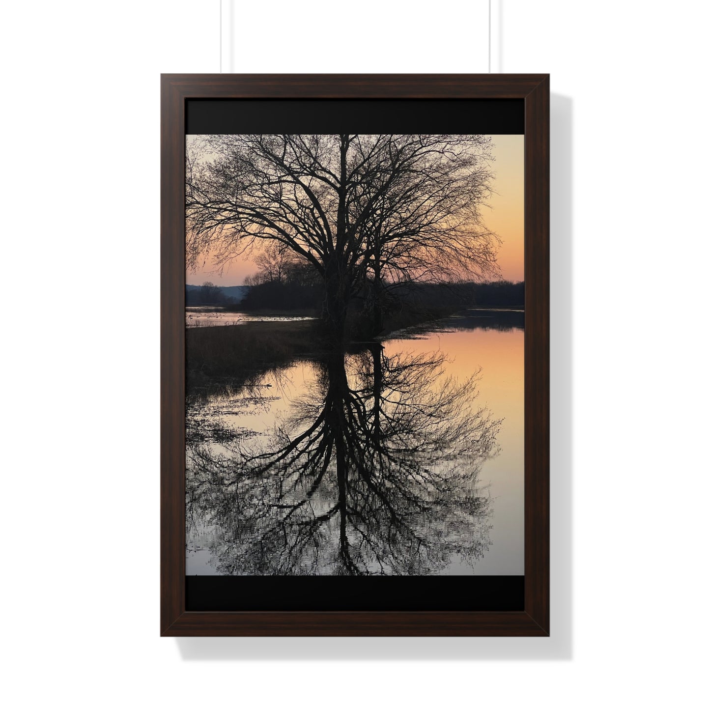 “Reflection At Sunset” Framed Vertical Poster