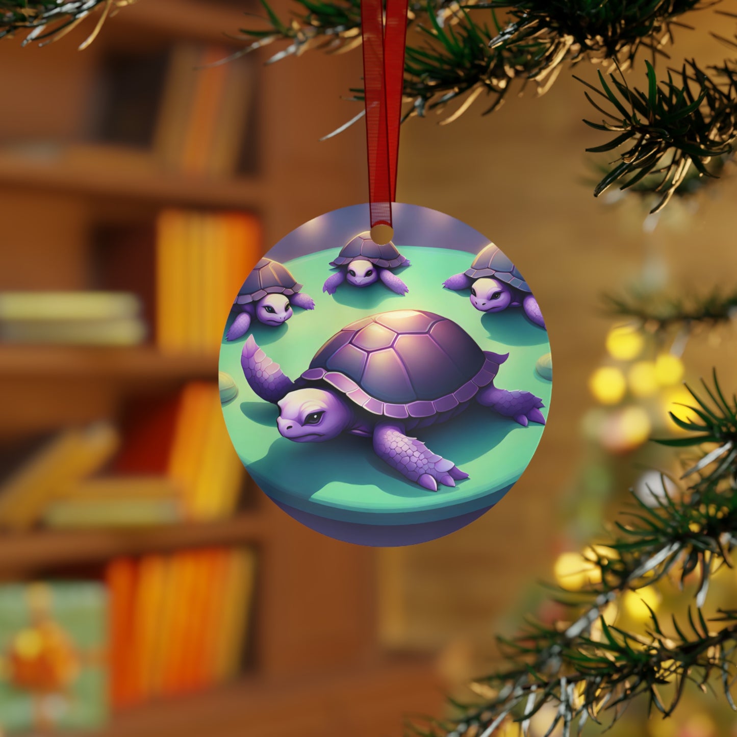 "Purple Turtles" Metal Ornaments