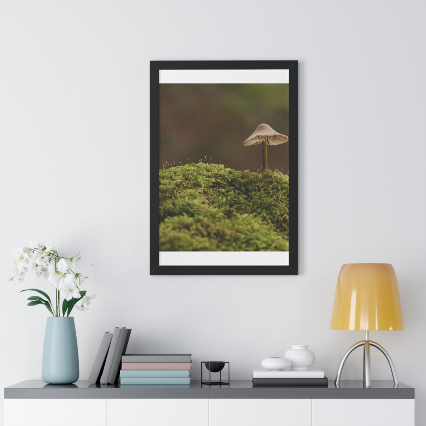 "Mushroom on Mossy Mound" Framed Vertical Poster