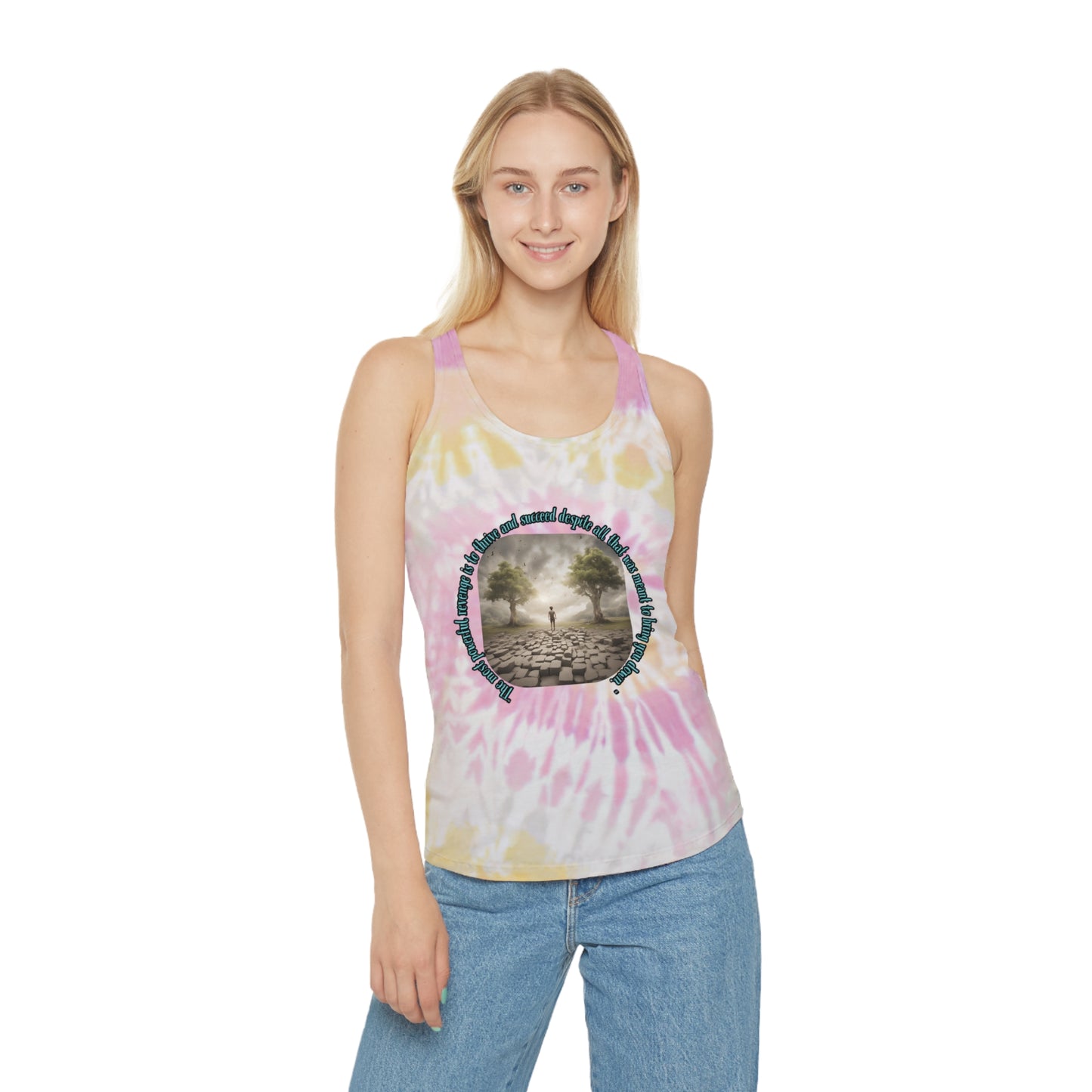 "The Best Revenge/Stone Customs" Tie Dye Racerback Tank Top