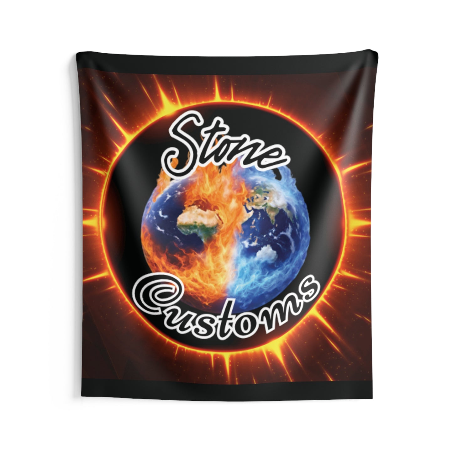 "Stone Customs" Black Indoor Wall Tapestries