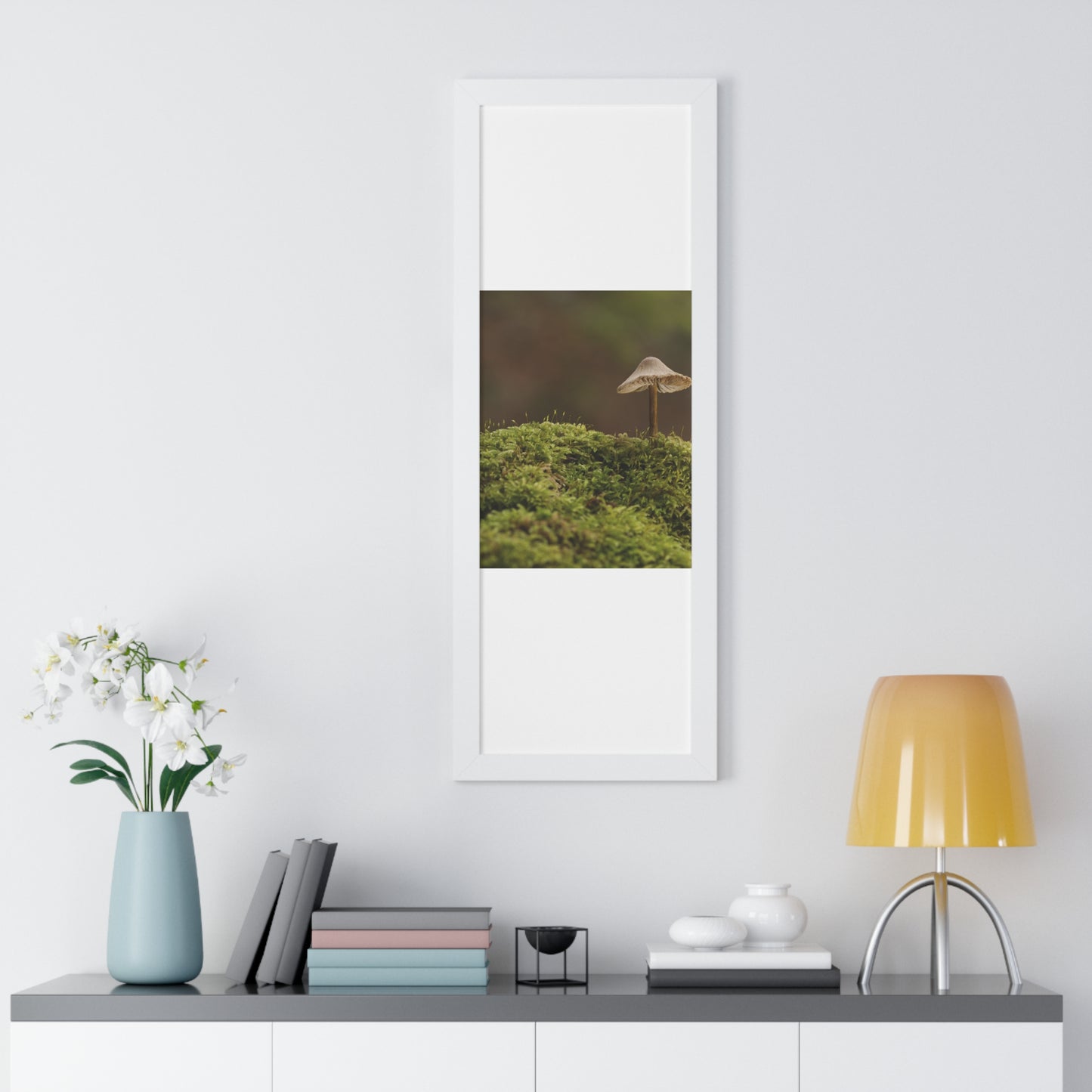 "Mushroom on Mossy Mound" Framed Vertical Poster