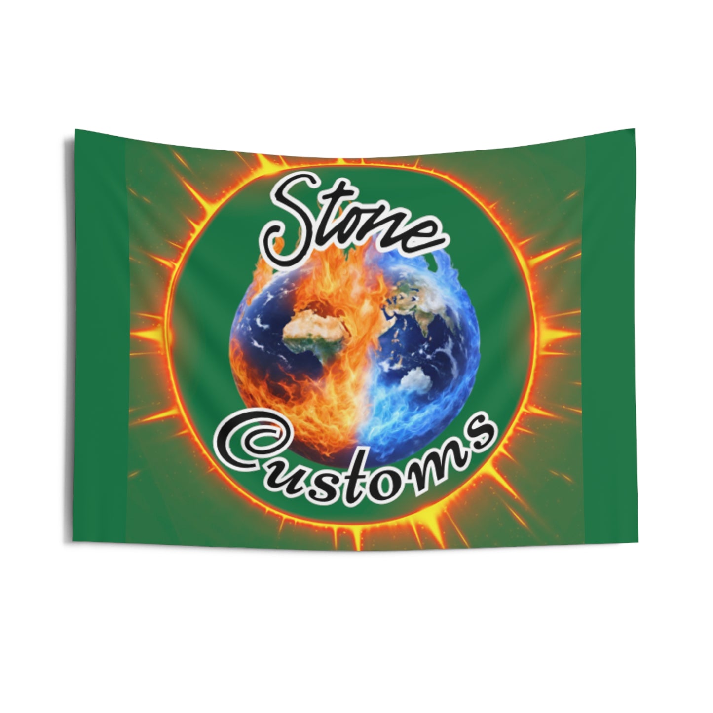 "Stone Customs" Dark Green Indoor Wall Tapestries