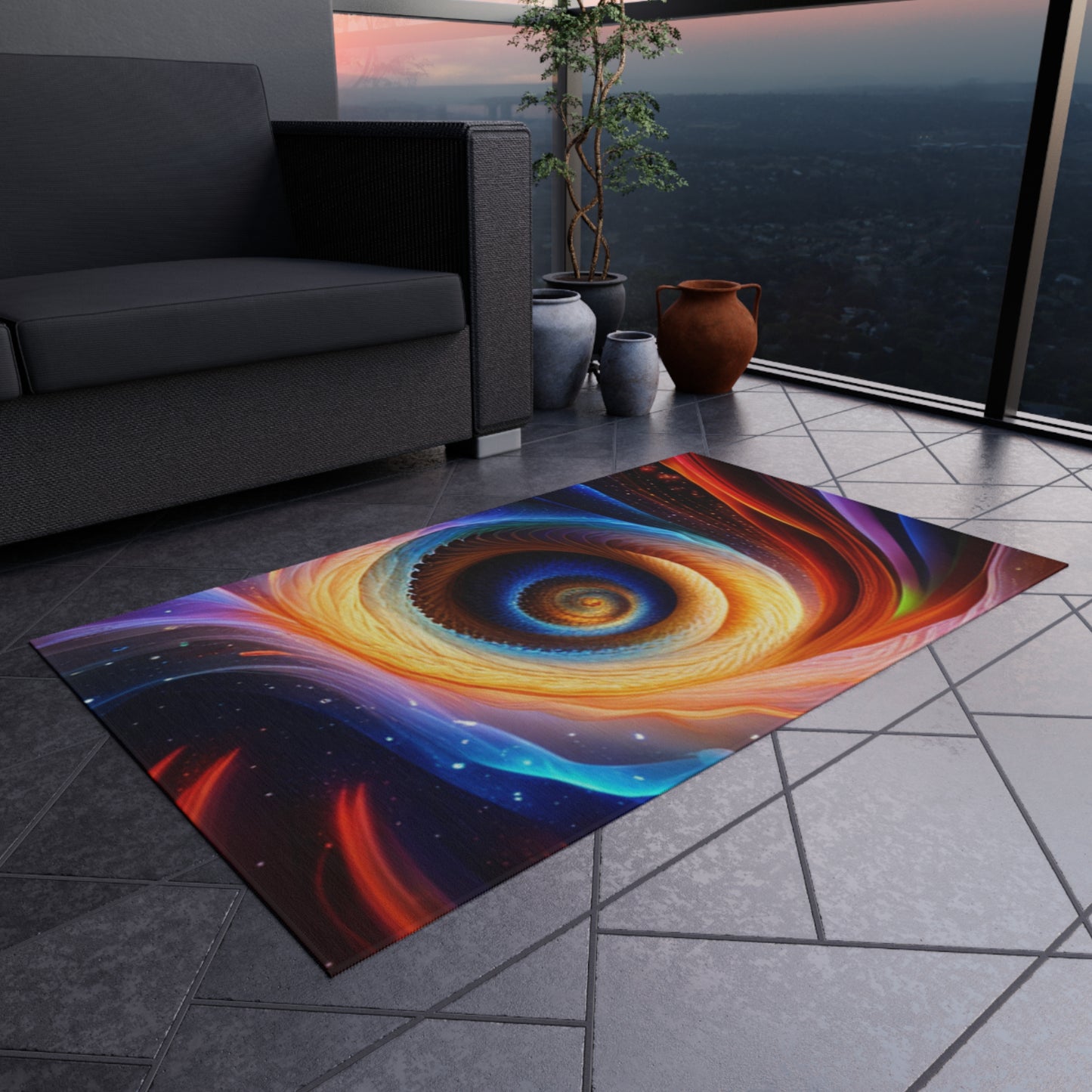 "Cosmic Spiral" Outdoor Rug