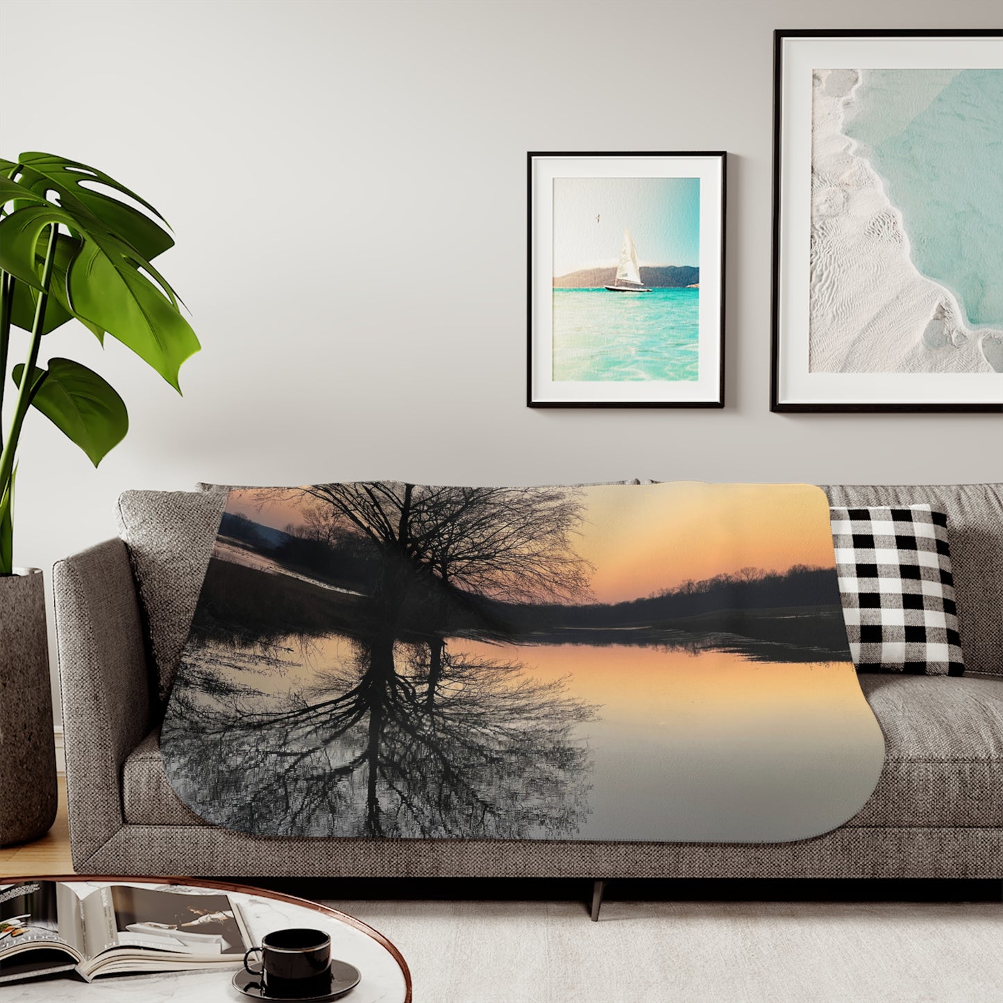 “Reflection At Sunset”  Sherpa Blanket