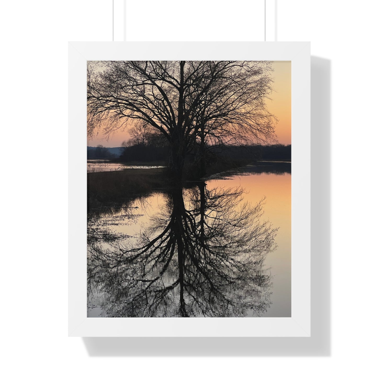 “Reflection At Sunset” Framed Vertical Poster