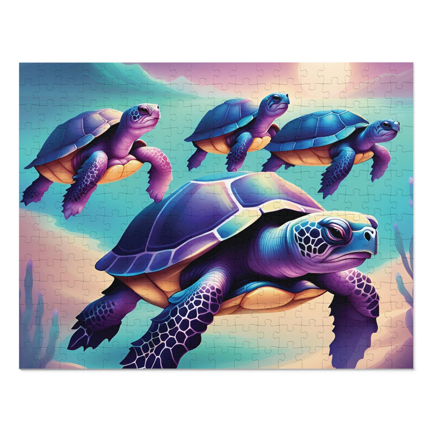 "4 Purple Turtles" Jigsaw Puzzle (30, 110, 252, 500,1000-Piece)