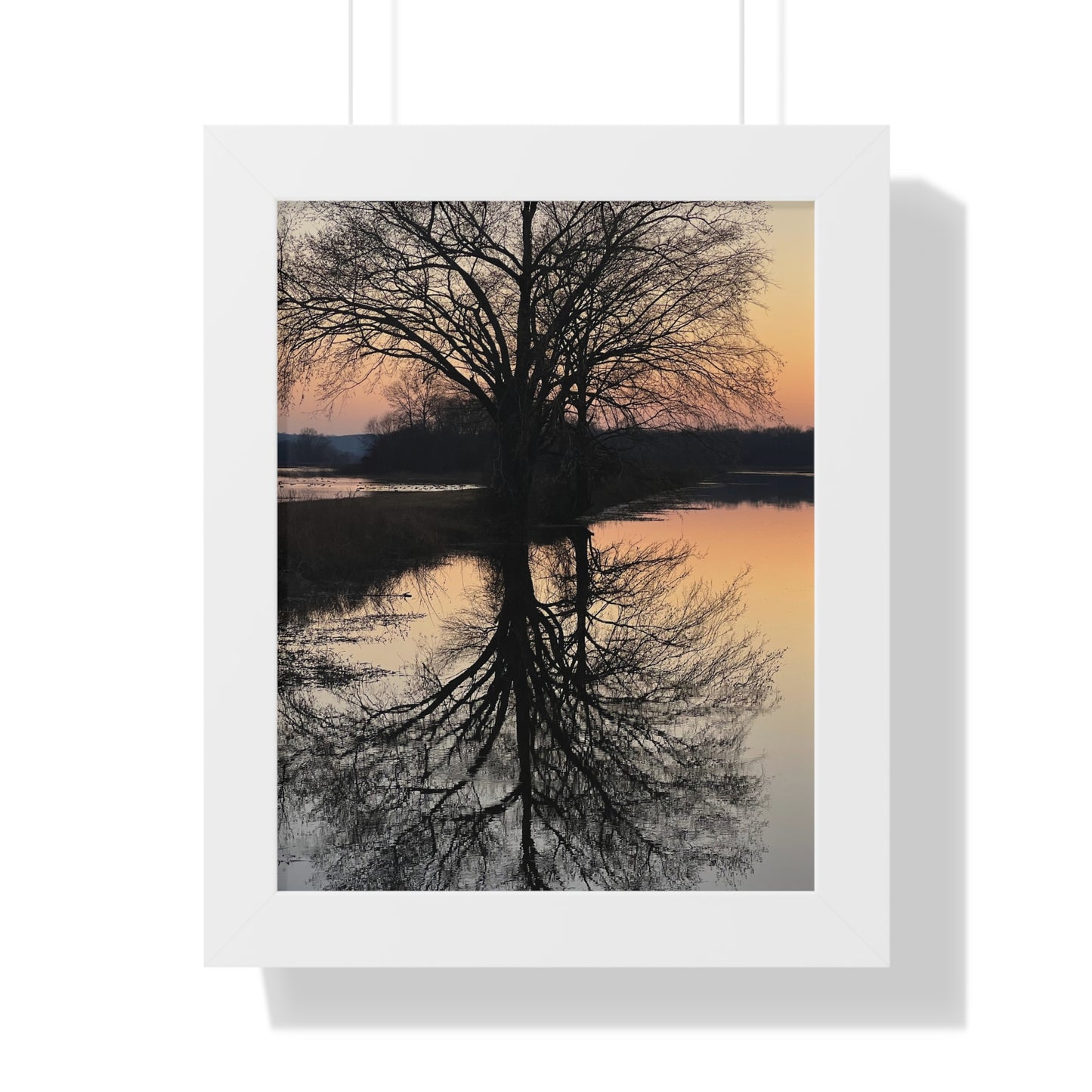 “Reflection At Sunset” Framed Vertical Poster