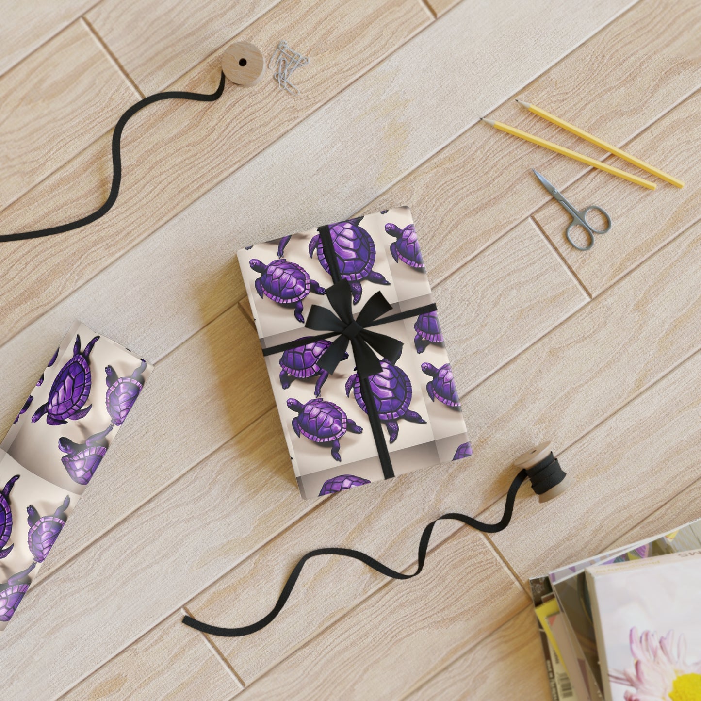 "Purple Turtles" Gift Wrapping Paper Rolls, 1pc