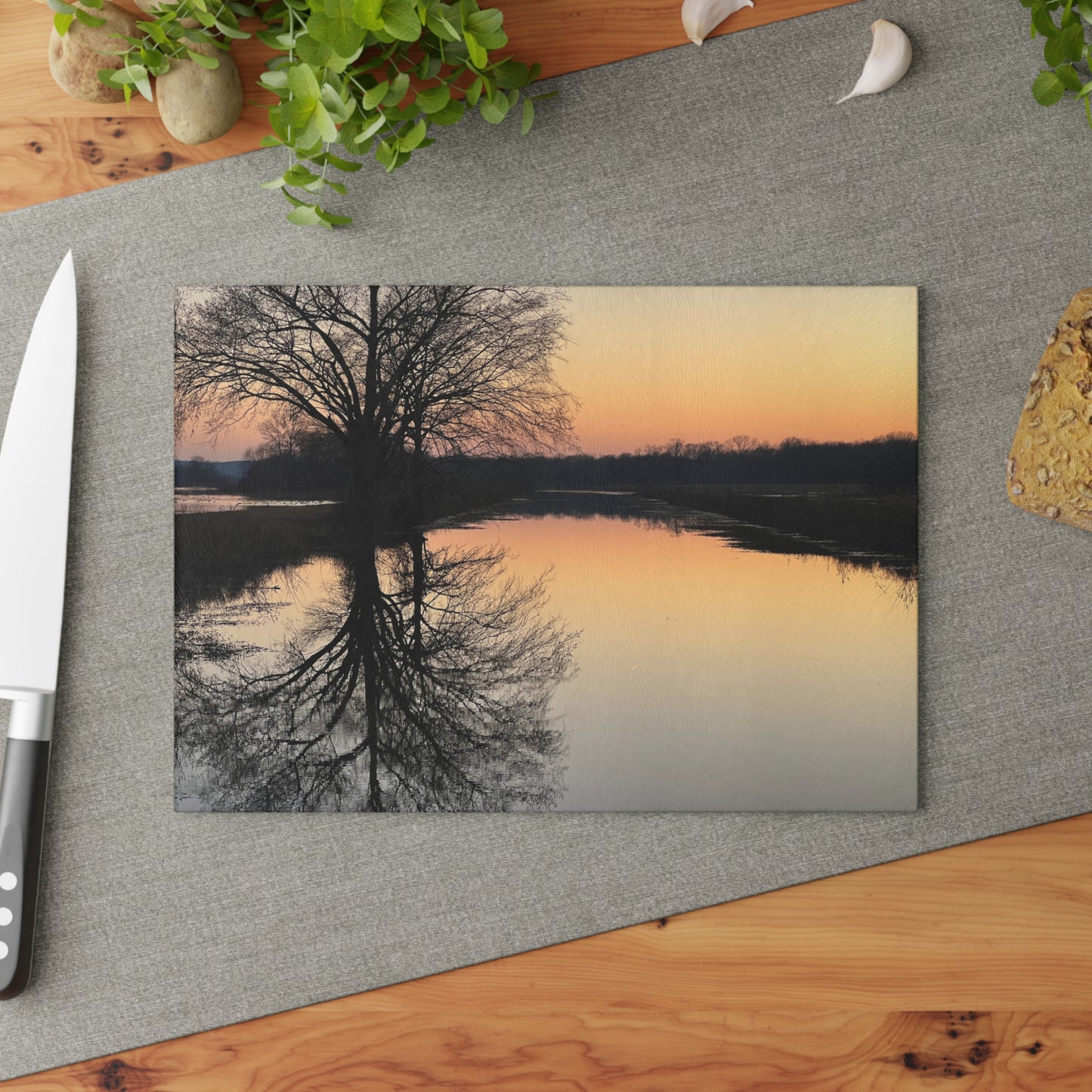 "Reflections At Sunset" Glass Cutting Board