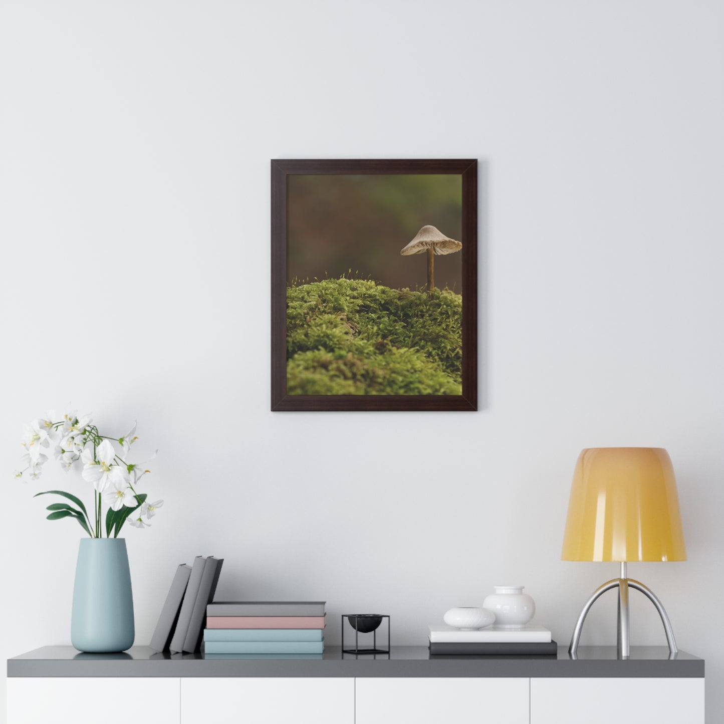 "Mushroom on Mossy Mound" Framed Vertical Poster